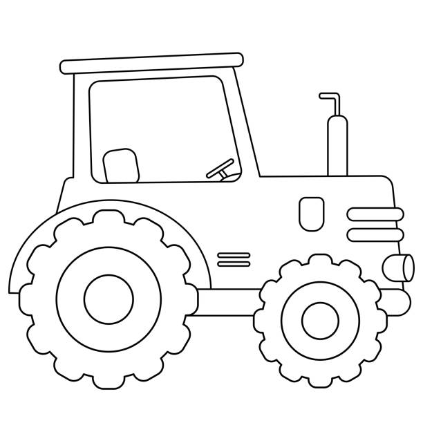 Coloring page outline of cartoon tractor transport coloring book for kids stock illustration