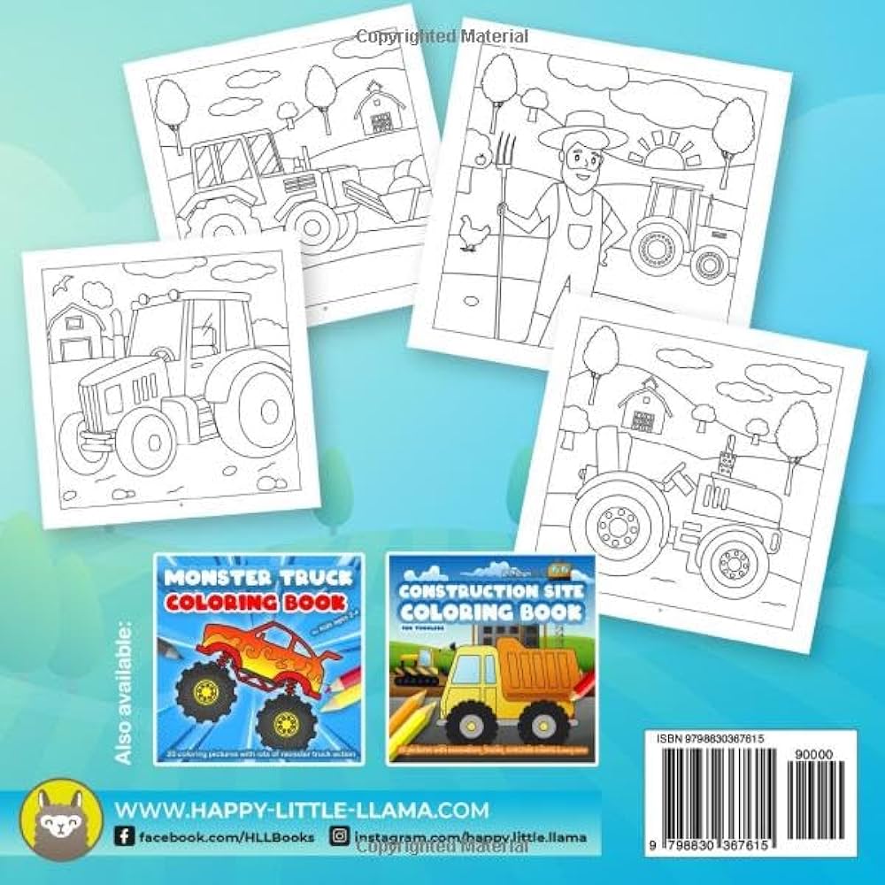 Tractor coloring book for kids ages