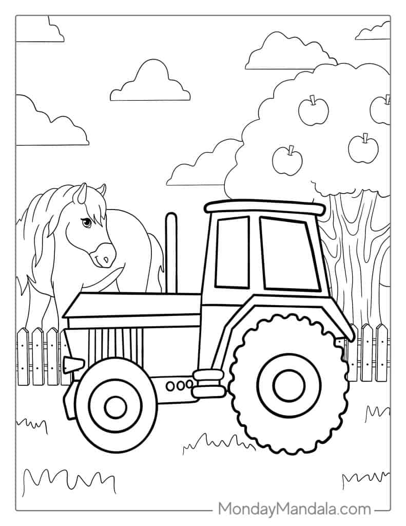 Tractor coloring pages free pdf printables