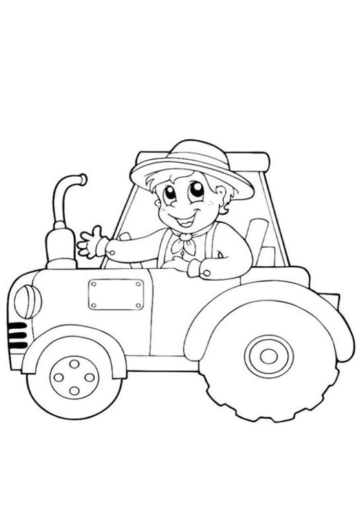 Free easy to print tractor coloring pages