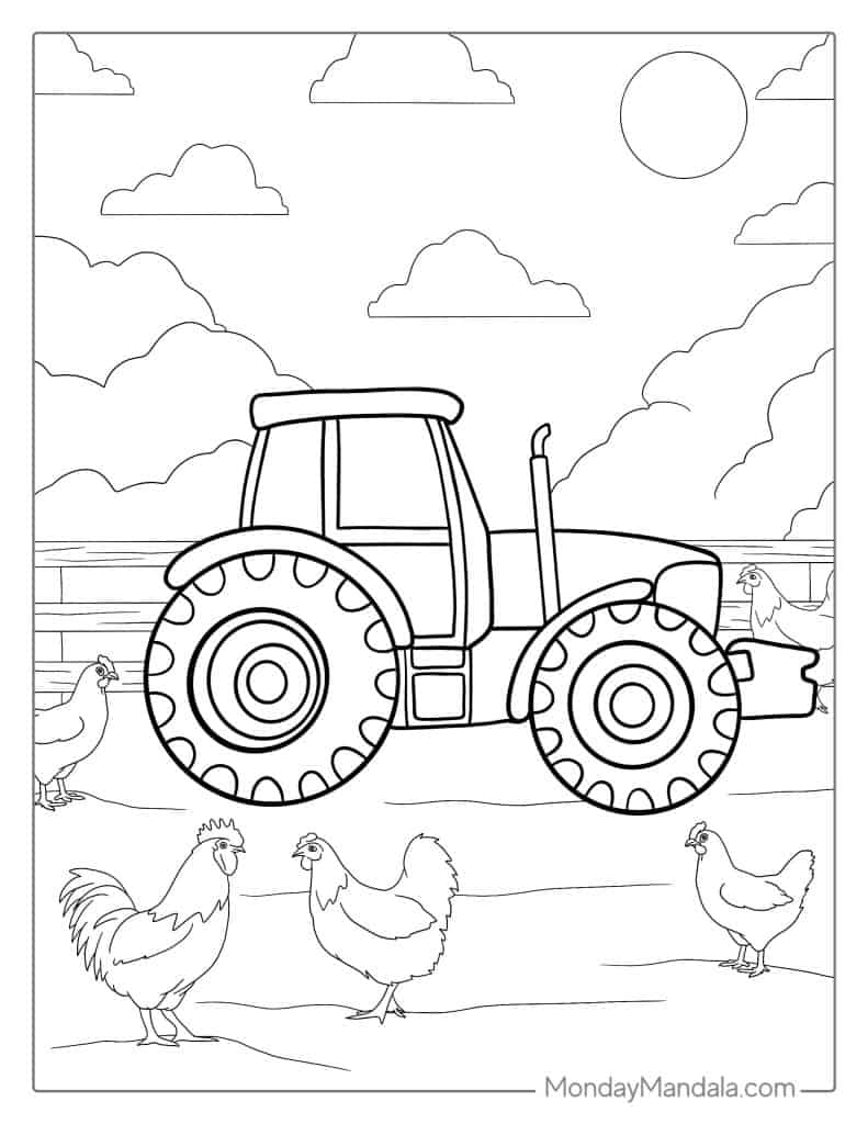 Tractor coloring pages free pdf printables