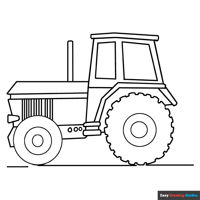 Tractor coloring page easy drawing guides