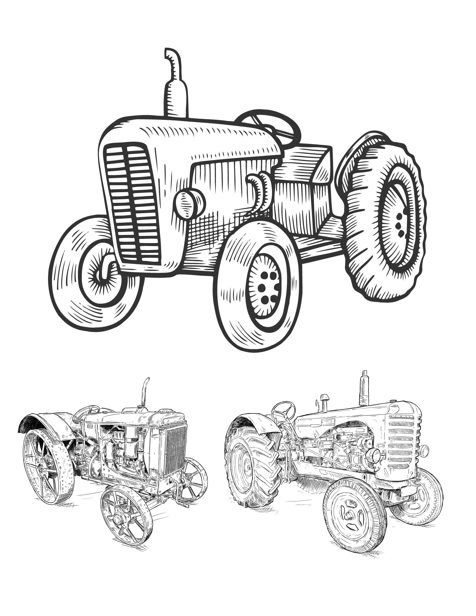 Free tractor coloring pages for kids and adults