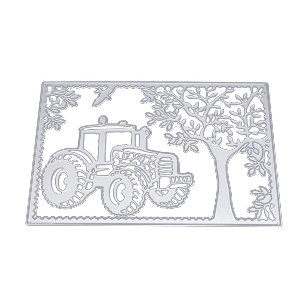 Helyzq cutting dies stencil harvest festival tractor big tree carbon steel cutting dies diy scrapbooking