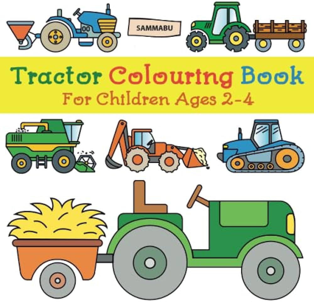 Tractor colouring book for children ages