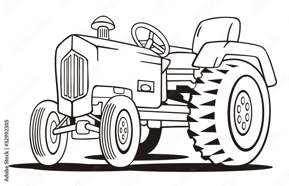 Tractor coloring template illustration