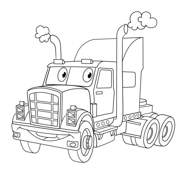 Cartoon heavy semitruck stock illustration