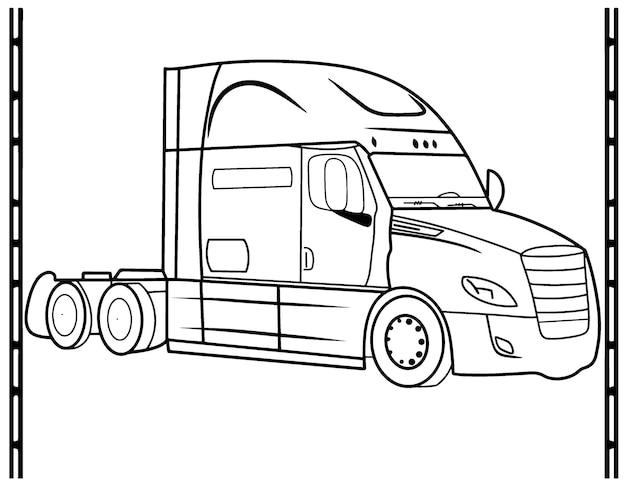 Premium vector truck without a trailer thin line icon american trucks coloring pages