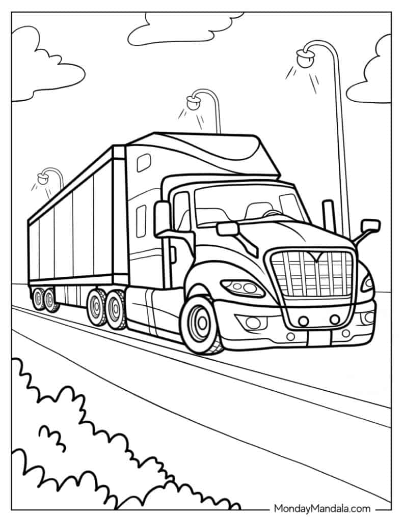 Truck coloring pages free pdf printables