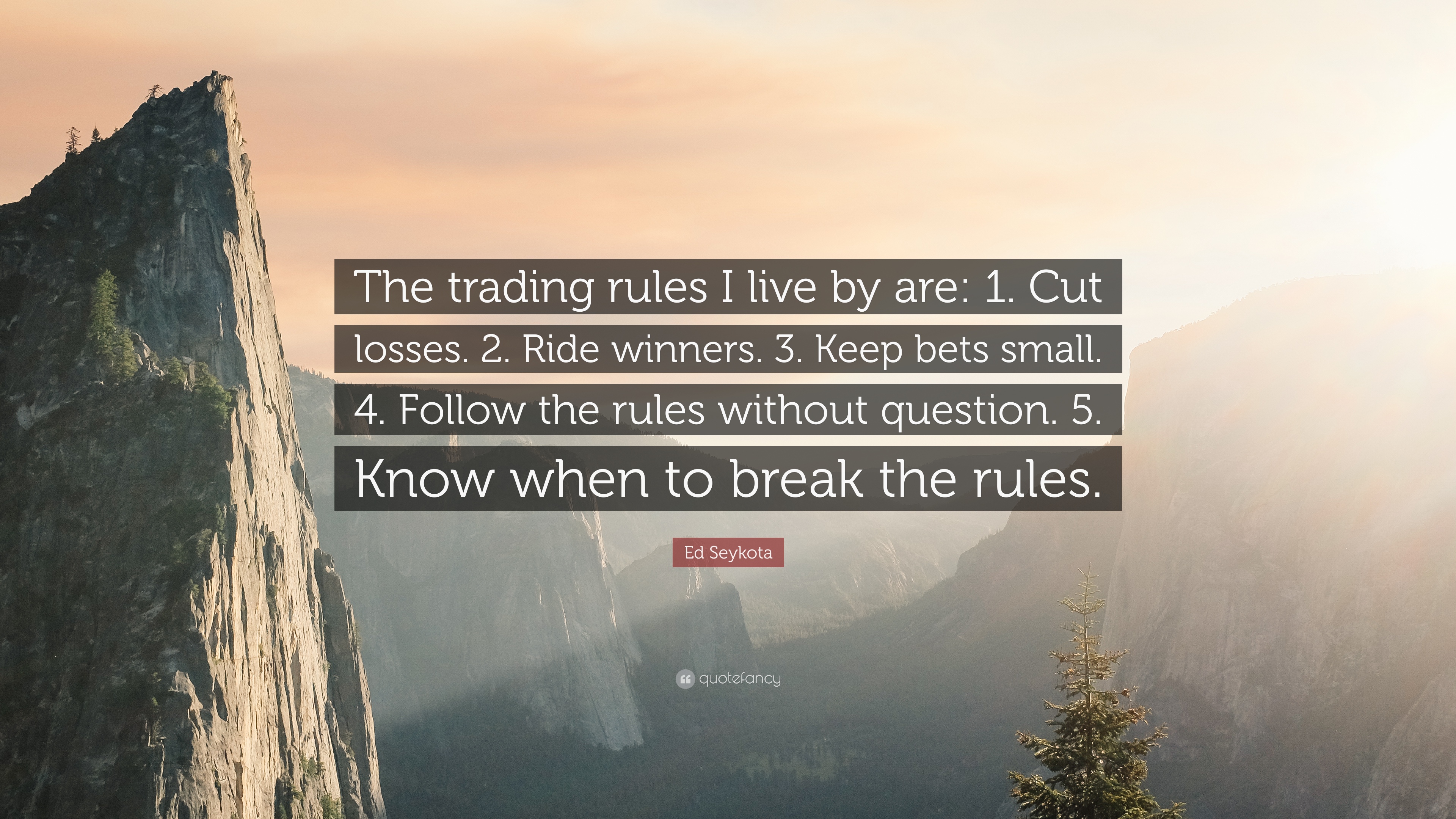 Ed seykota quote âthe trading rules i live by are cut losses ride winners keep bets small follow the rules without questioâ