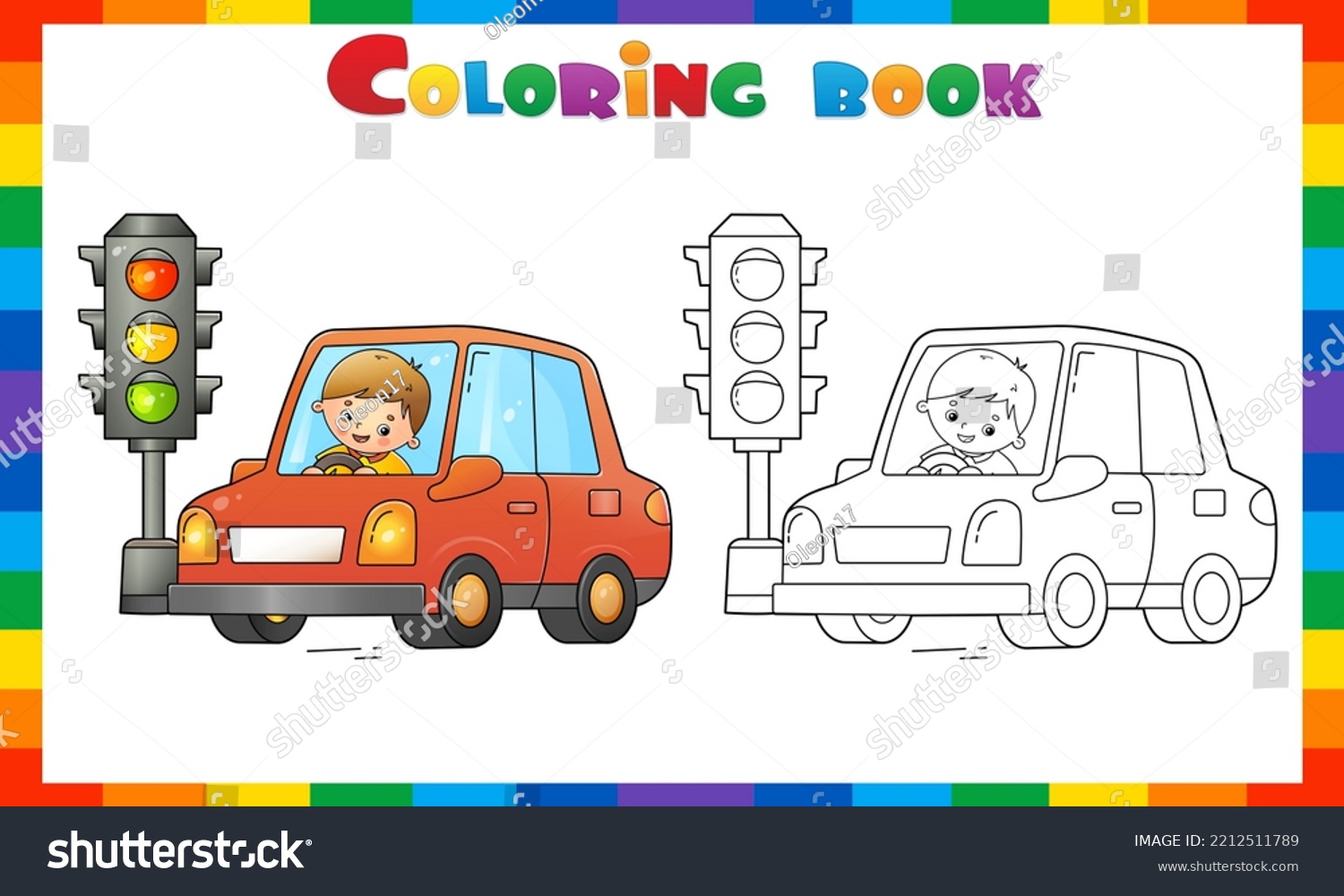 Coloring page outline cartoon car driver stock vector royalty free