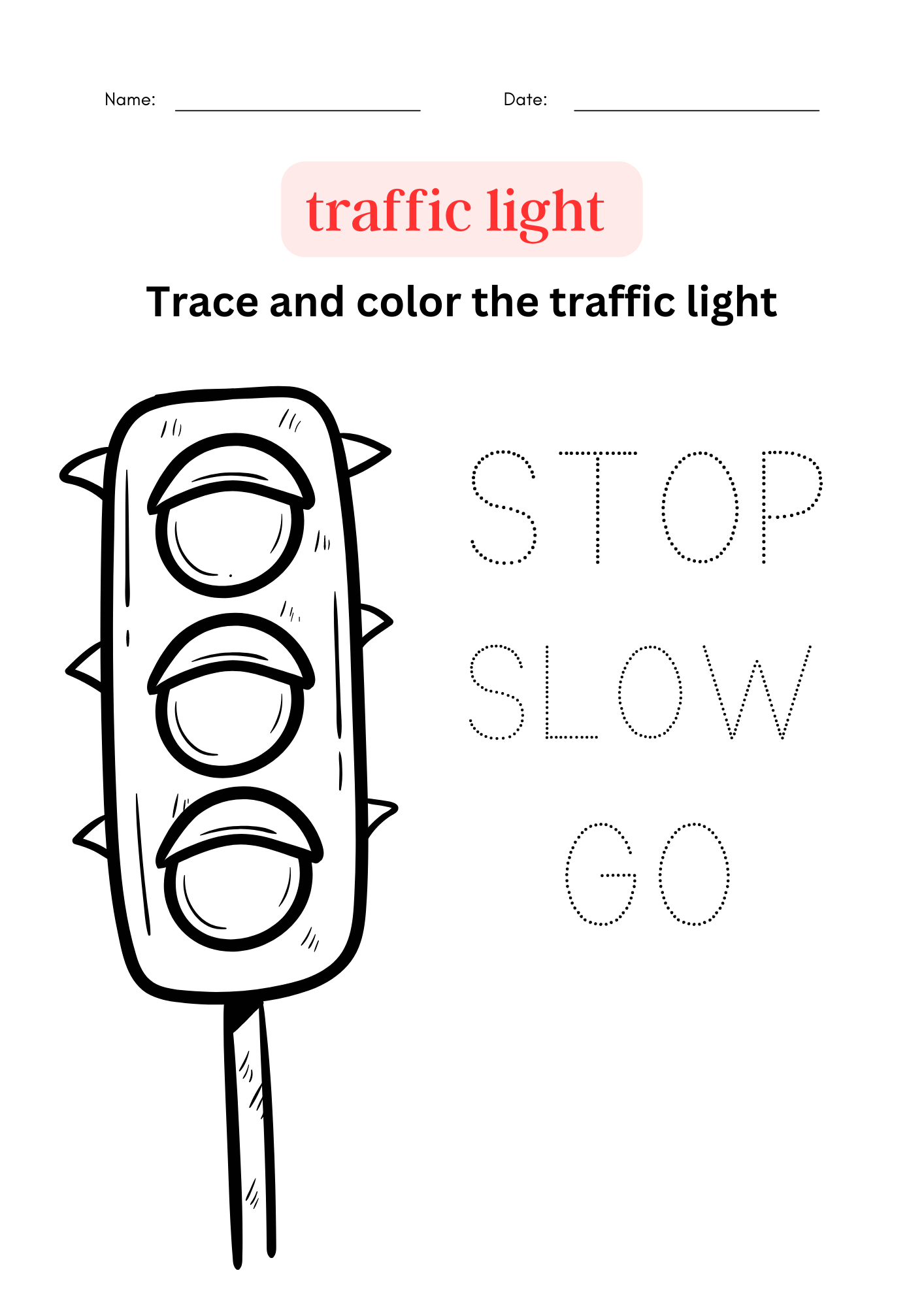 Lesson coloring printable traffic light worksheet for class made by teachers