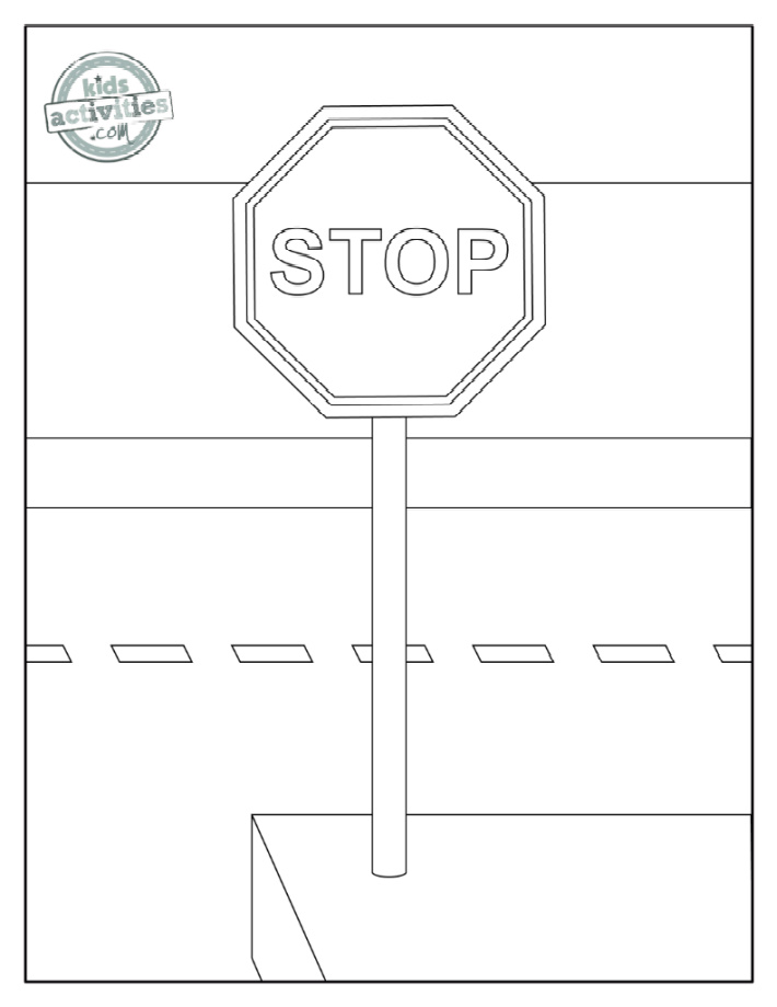 Free printable stop sign traffic signal and signs coloring pages kids activities blog