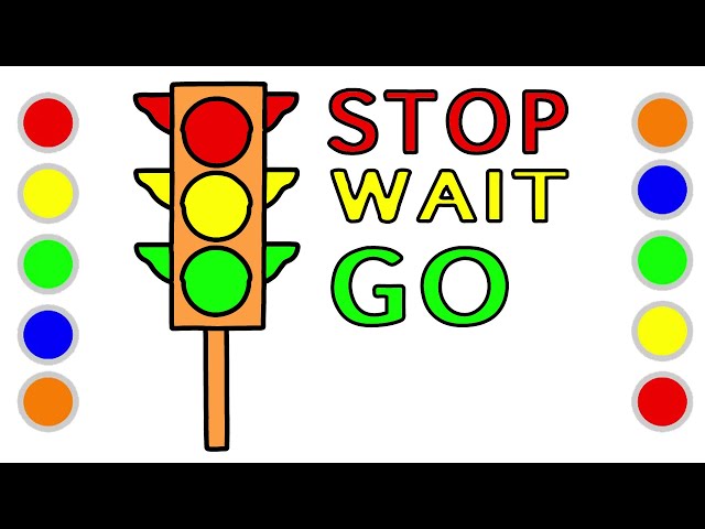 How to draw traffic light coloring pages for kids drawing traffic light learning colors for kids