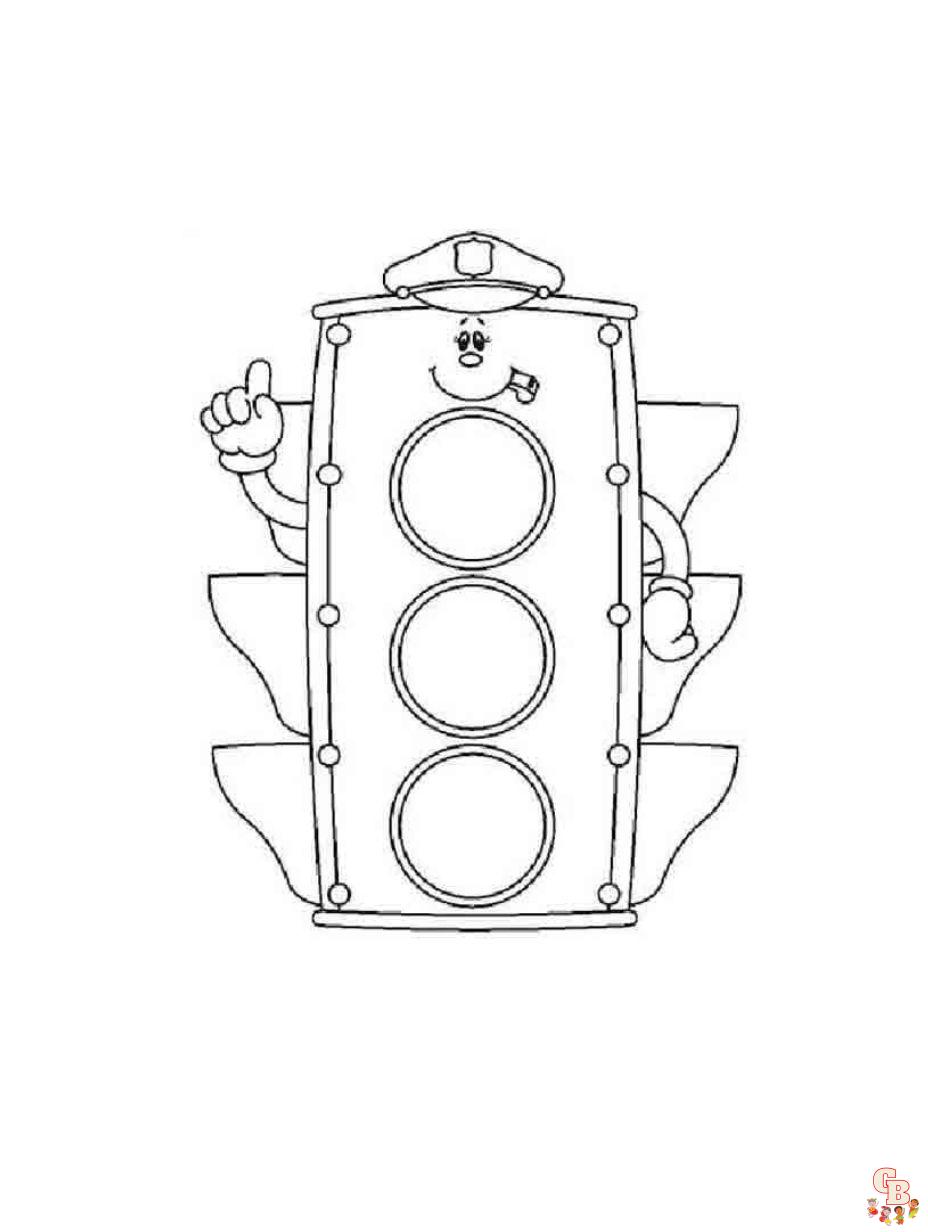 Fun and educational cute traffic light coloring pages for kids