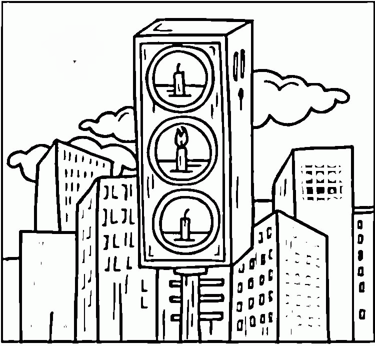 Traffic lights colouring pages