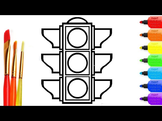 How to draw traffic light coloring page for kids i learn coloring book with traffic light