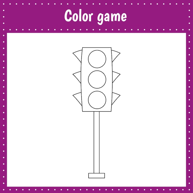 Premium vector coloring page of a traffic light for kids education and activity vector black and white illustration on white background