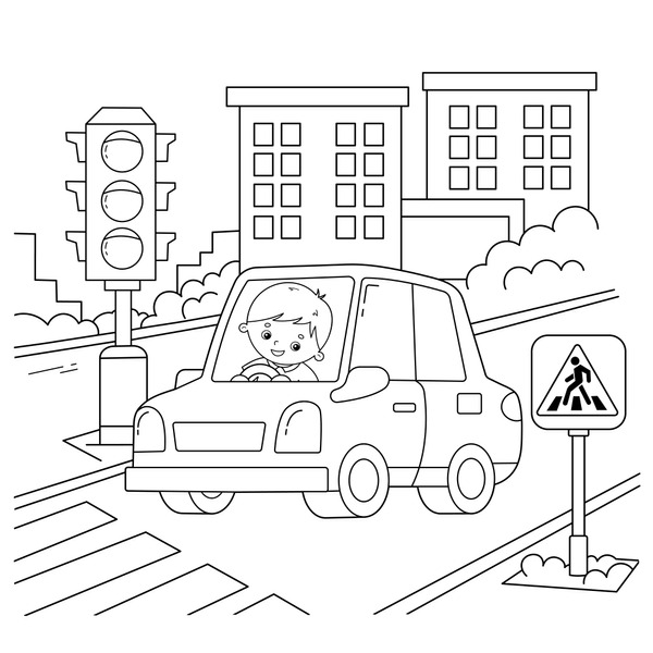 Hundred coloring pages traffic lights royalty