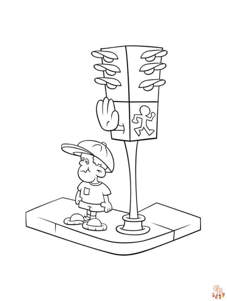 Fun and educational cute traffic light coloring pages for kids