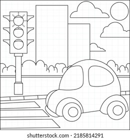 Hundred coloring pages traffic lights royalty