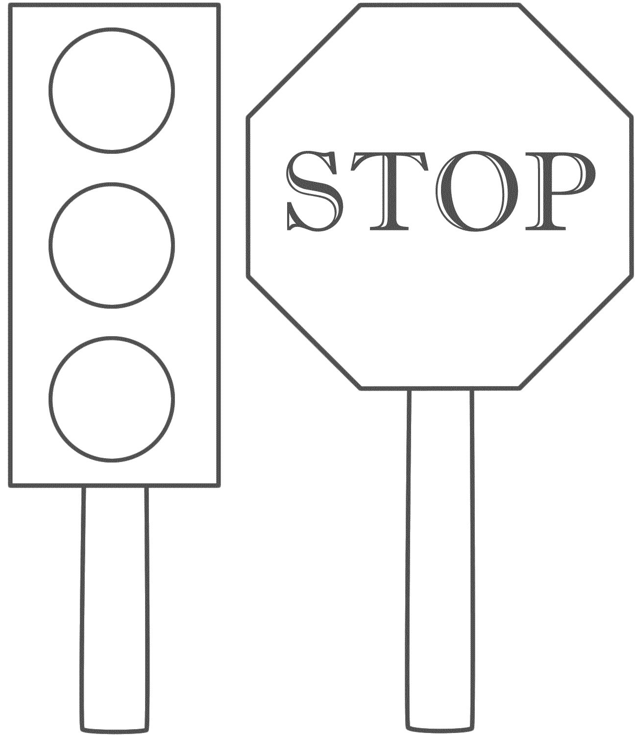 Traffic light and stop sign