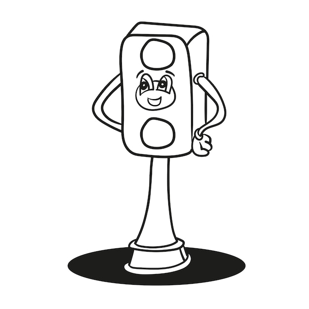 Premium vector traffic lights outlined vector cartoon coloring pages for children