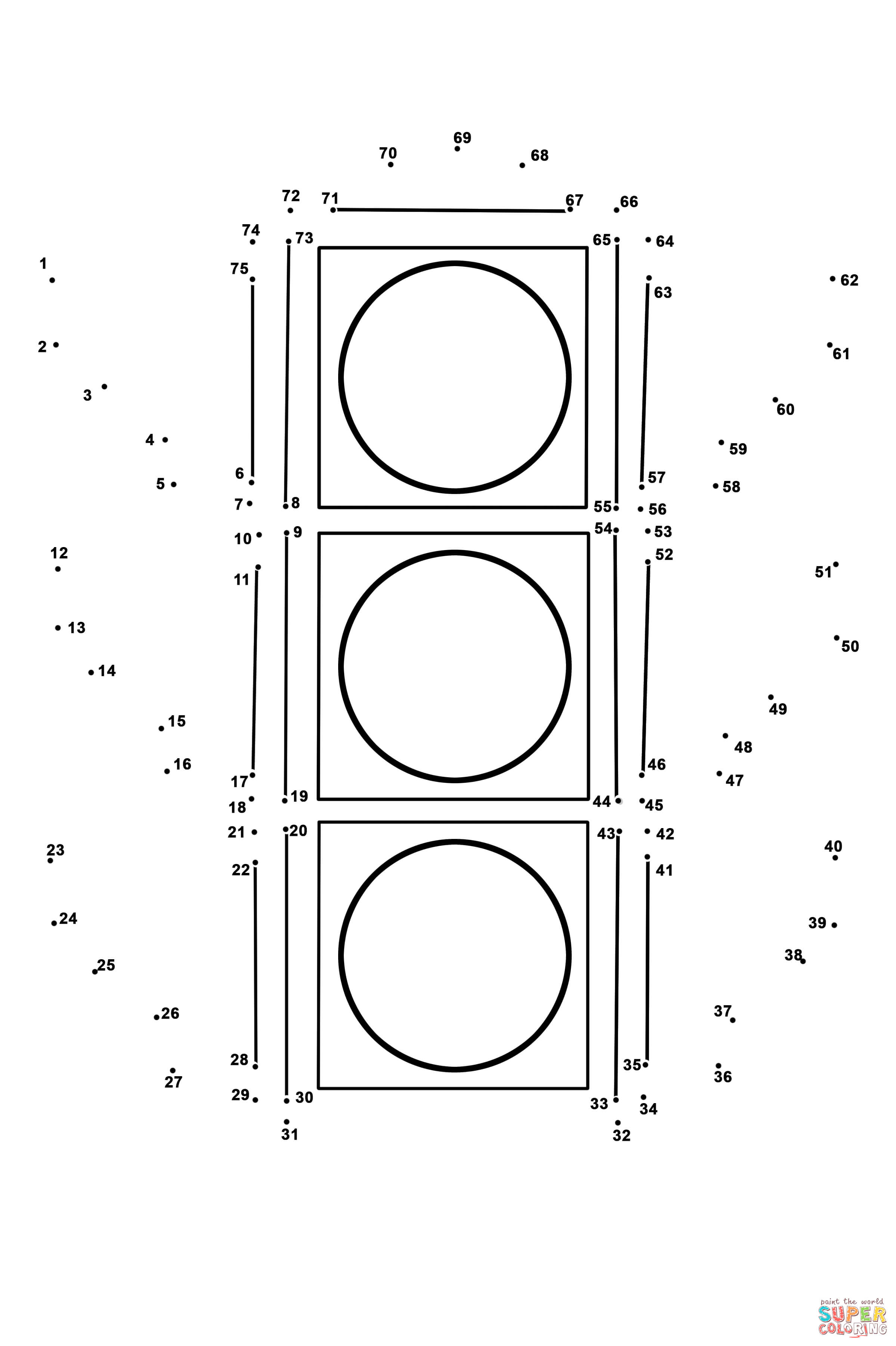 The traffic light dot to dot free printable coloring pages