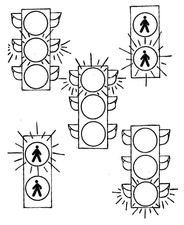 Printable traffic lights coloring page