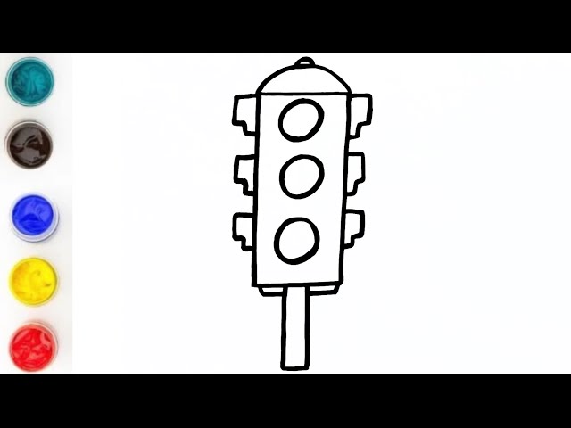 Traffic lights signals follow the rules drawing for kids