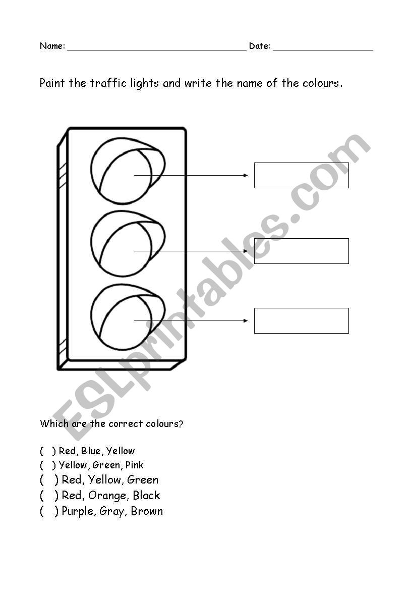 Colour the traffic light