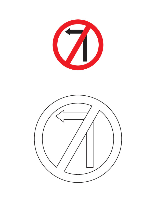 Left turn prohibited traffic sign coloring page download free left turn prohibited traffic sign coloring page for kids best coloring pages