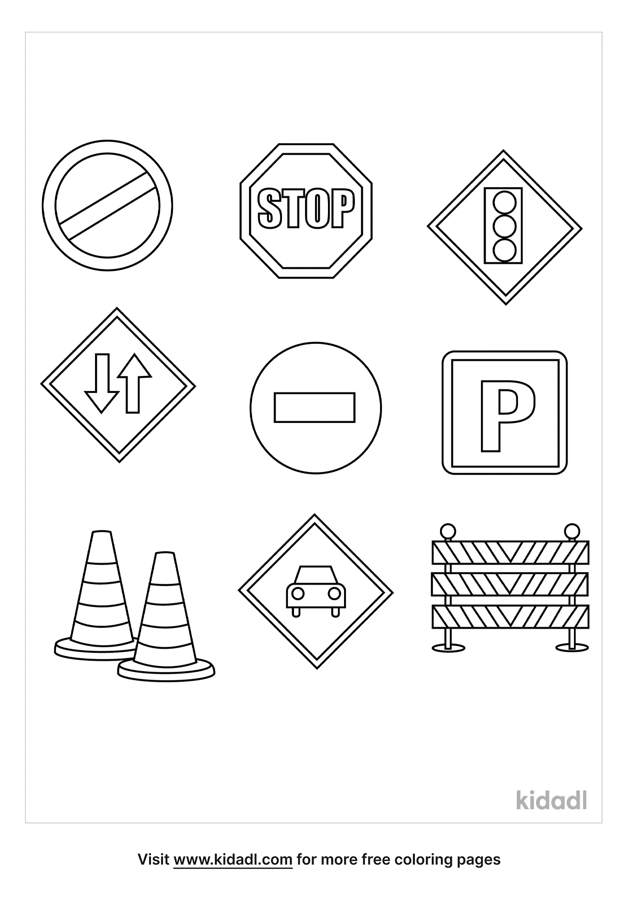 Free traffic signs for kids coloring page coloring page printables