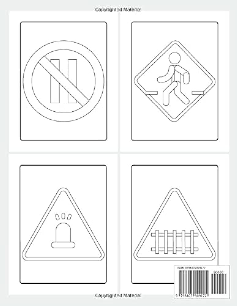 Street signs loring book for kids traffic sign in symbol loring and activity books for kids ages