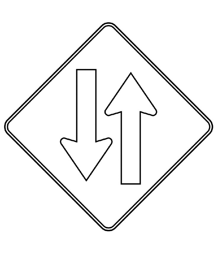 Two ways traffic sign coloring page