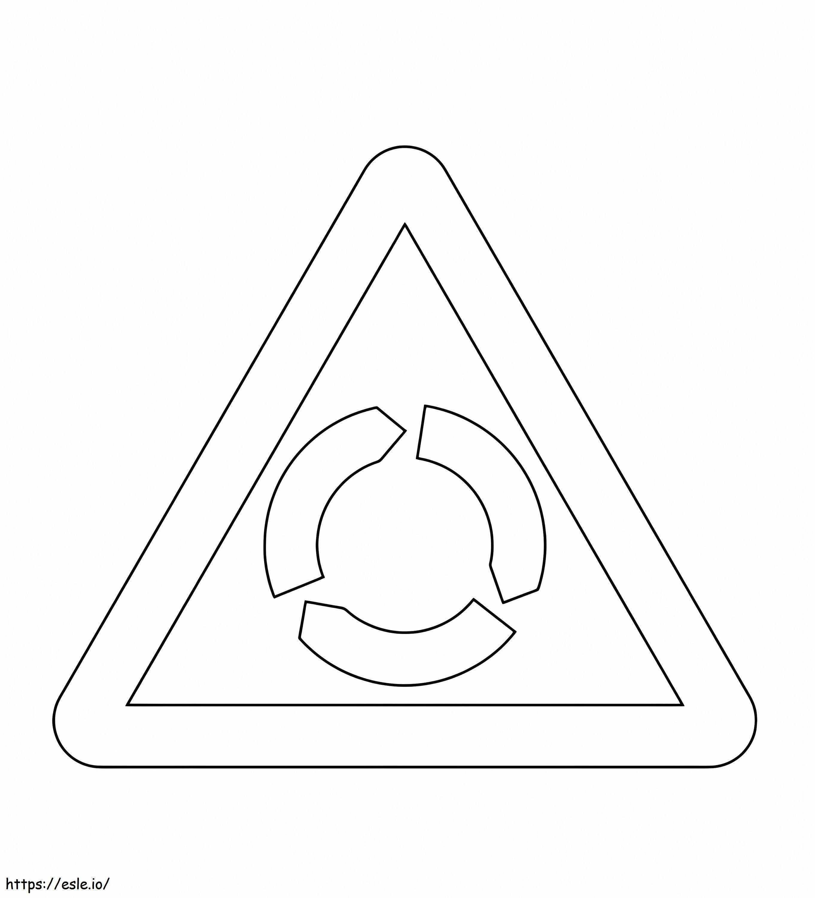 Roundabout ahead traffic sign coloring page