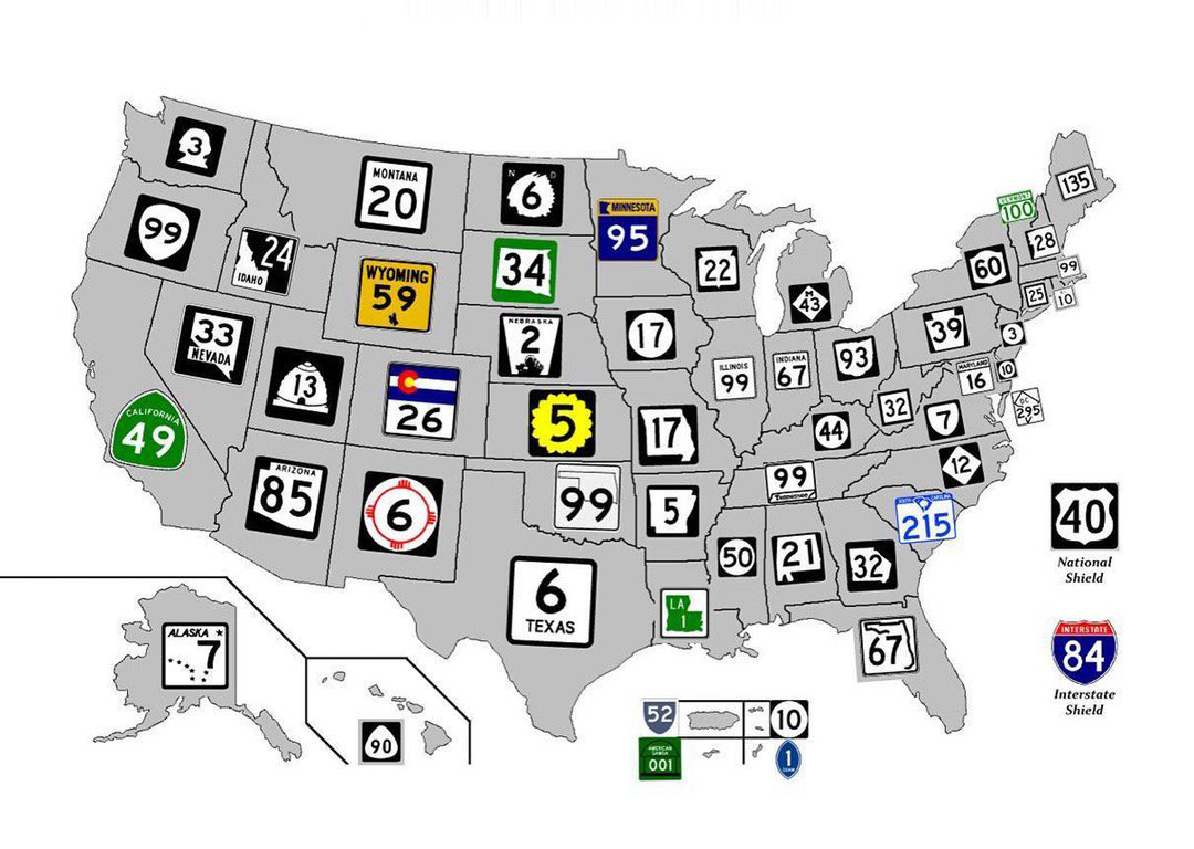 American highways visual guide to us road sign designs numbering systems