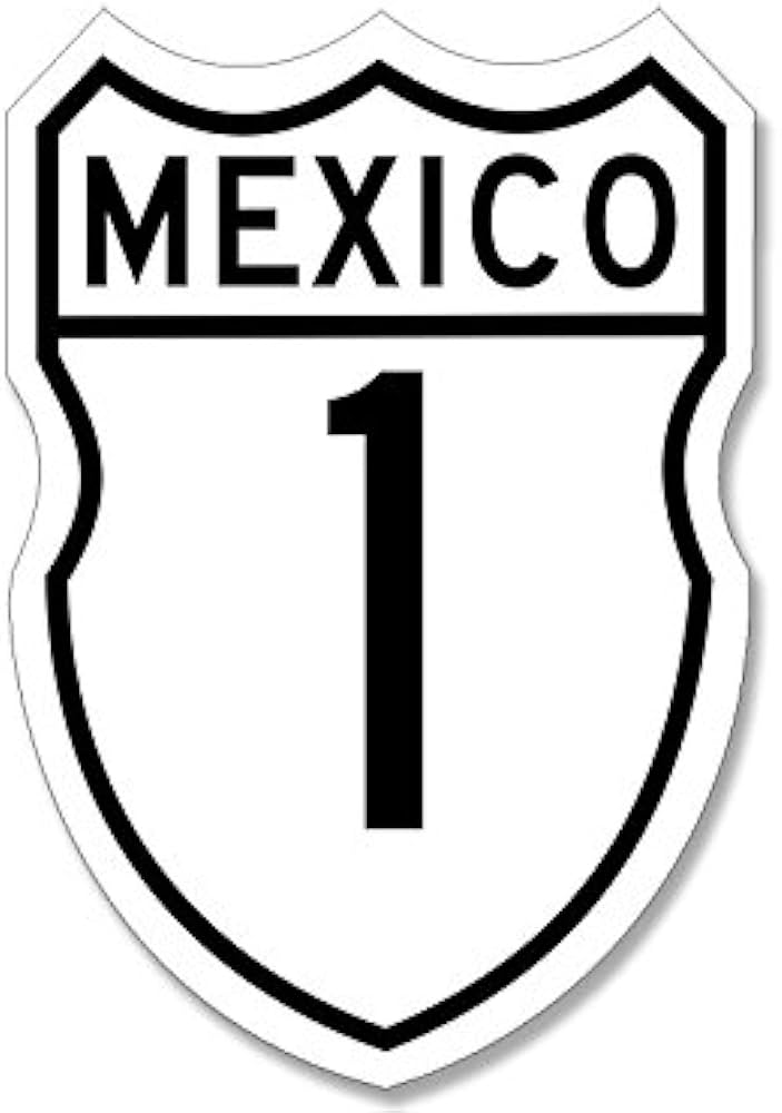 Mexico carretera sign shaped sticker decal federale highway uno sports outdoors