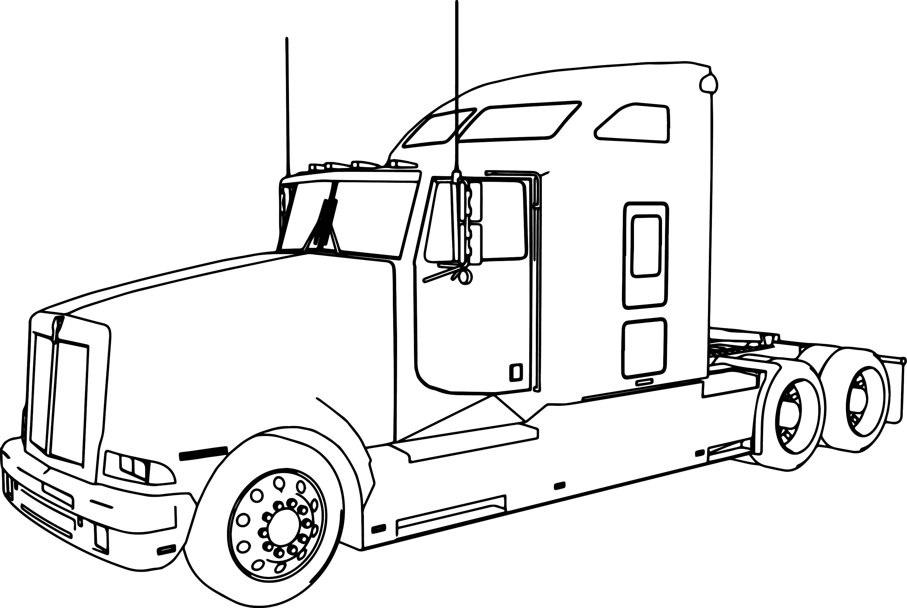 Kenworth t long trailer truck coloring page