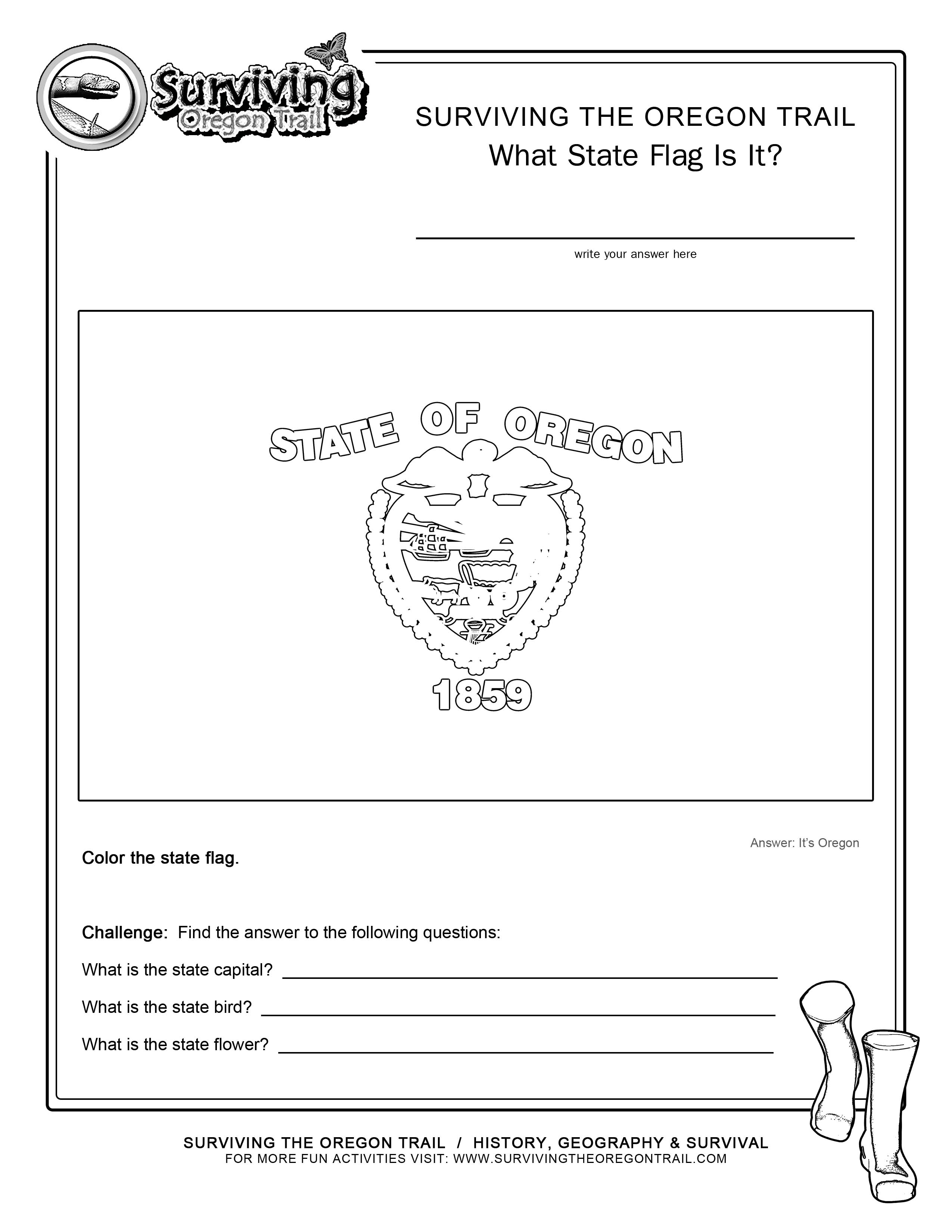 Coloring page state flag oregon printable worksheet