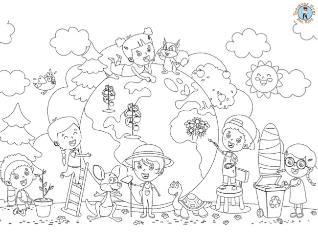 Take care of the earth coloring page