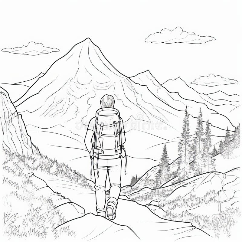 Hiking coloring stock illustrations â hiking coloring stock illustrations vectors clipart