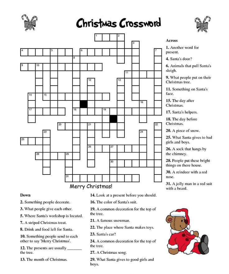 Christmas crossword puzzles