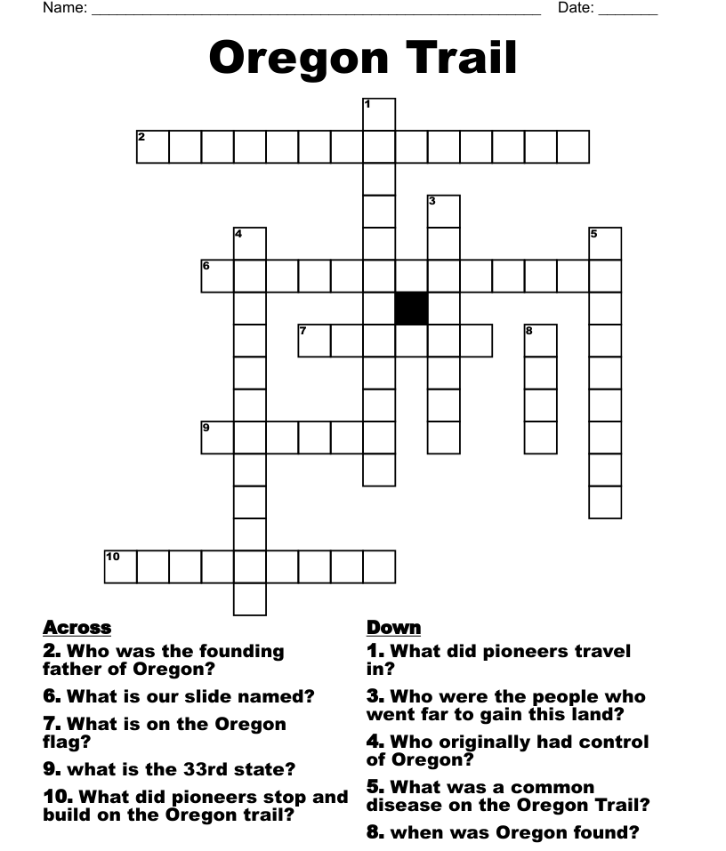 Oregon trail crossword