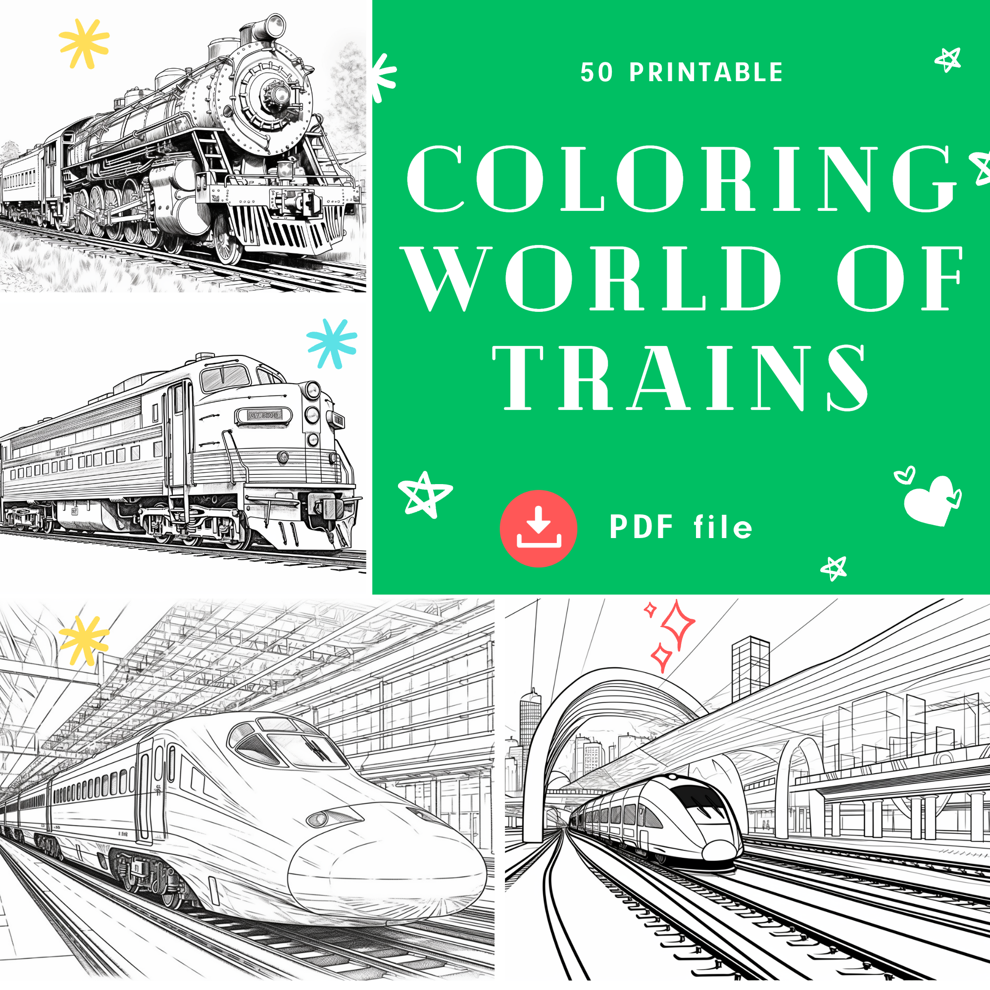 Coloring book for children train world coloring book for a