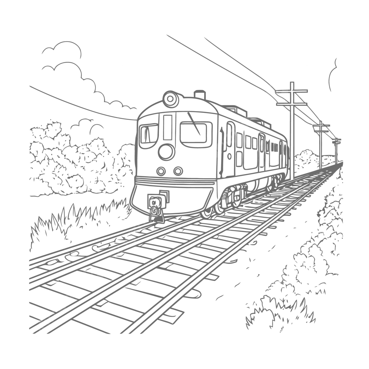 Railroad coloring page train coloring page coloring book outline sketch drawing vector book drawing road drawing train drawing png and vector with transparent background for free download