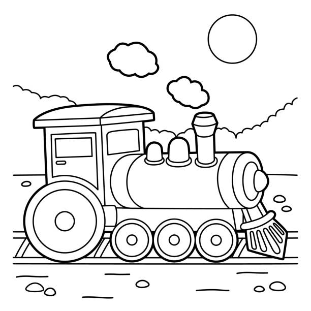 Train coloring page stock illustrations royalty