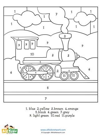 Colorful train coloring page