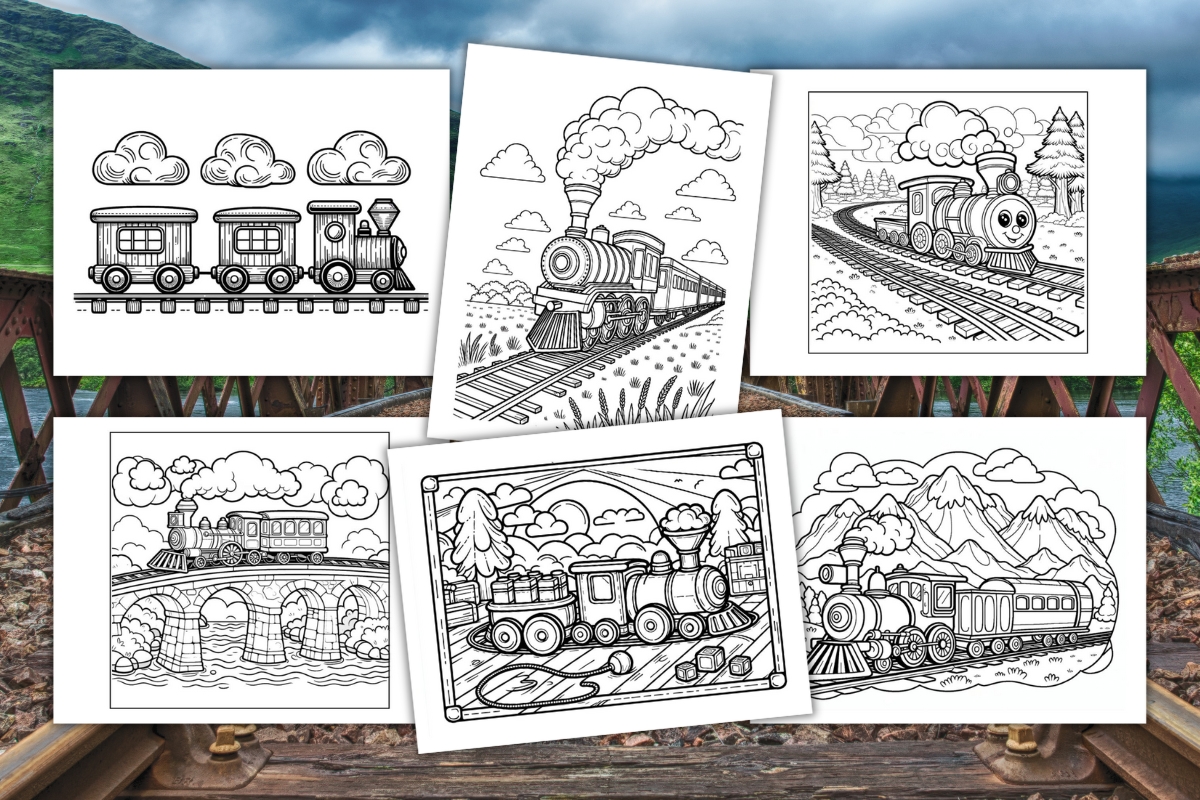 Free train coloring pages for kids