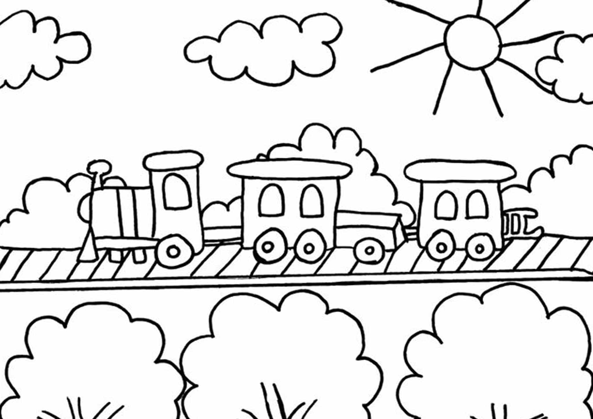 Free easy to print train coloring pages